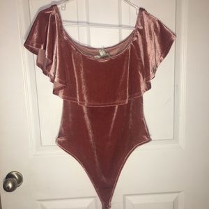 Mauve Velvet Off the Shoulder Top